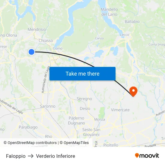 Faloppio to Lower Verderio map