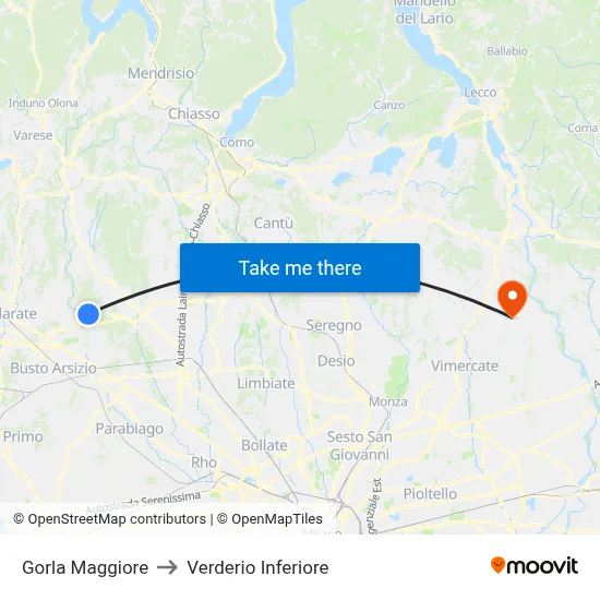 Gorla Maggiore to Lower Verderio map