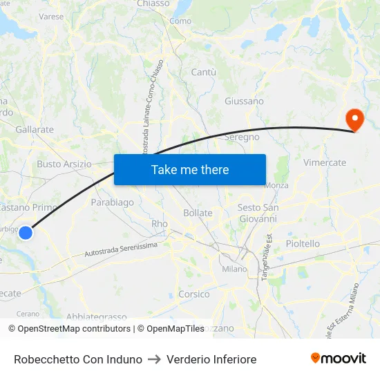 Robecchetto Con Induno to Verderio Inferiore map