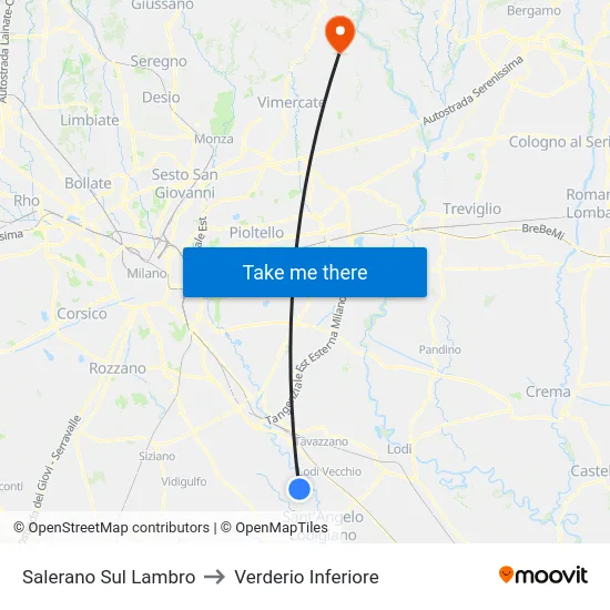 Salerano Sul Lambro to Lower Verderio map
