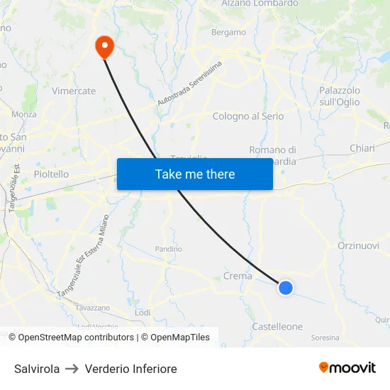 Salvirola to Verderio Inferiore map