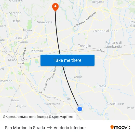 San Martino In Strada to Verderio Inferiore map