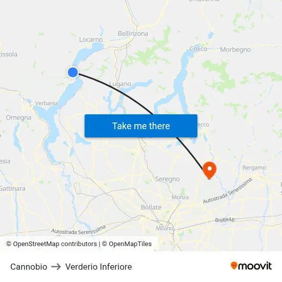 Cannobio to Lower Verderio map