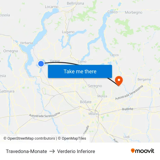 Travedona-Monate to Lower Verderio map