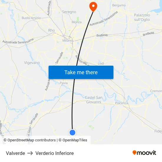 Valverde to Lower Verderio map