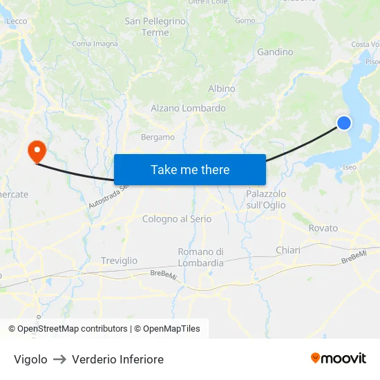 Vigolo to Lower Verderio map