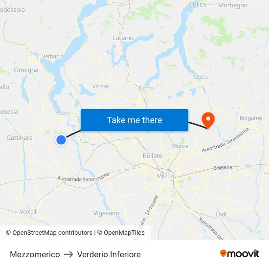 Mezzomerico to Lower Verderio map