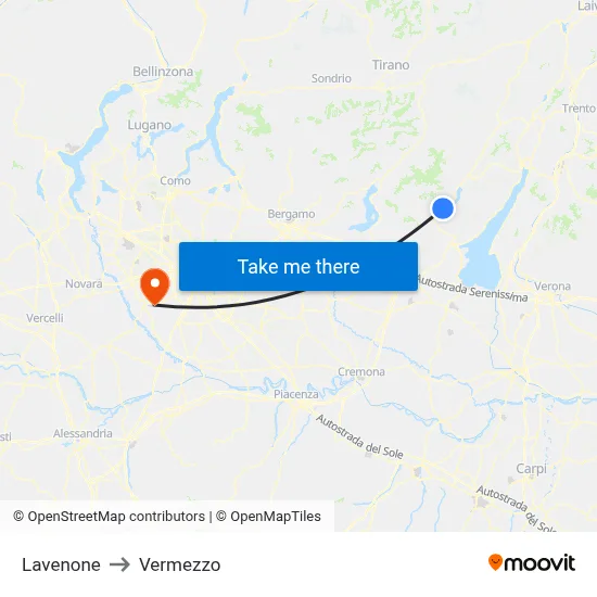 Lavenone to Vermezzo map