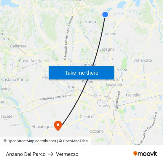 Anzano Del Parco to Vermezzo map