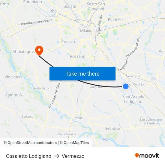 Casaletto Lodigiano to Vermezzo map