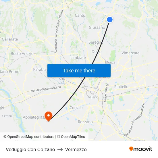 Veduggio con Colzano to Vermezzo map