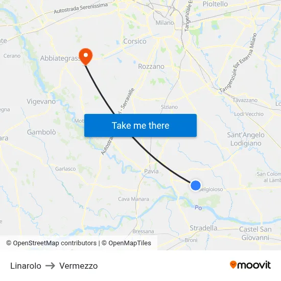 Linarolo to Vermezzo map