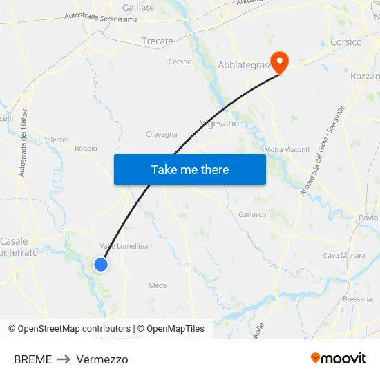 Breme to Vermezzo map