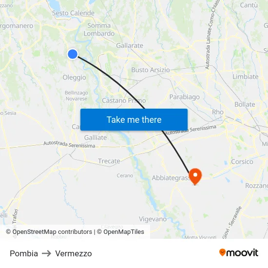 Pombia to Vermezzo map