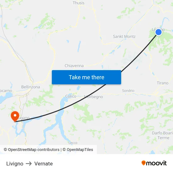 Livigno to Vernate map