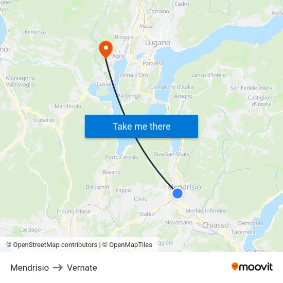 Mendrisio to Vernate map