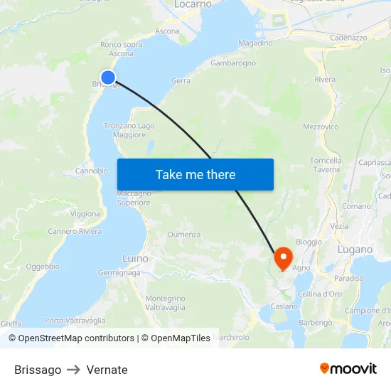 Brissago to Vernate map