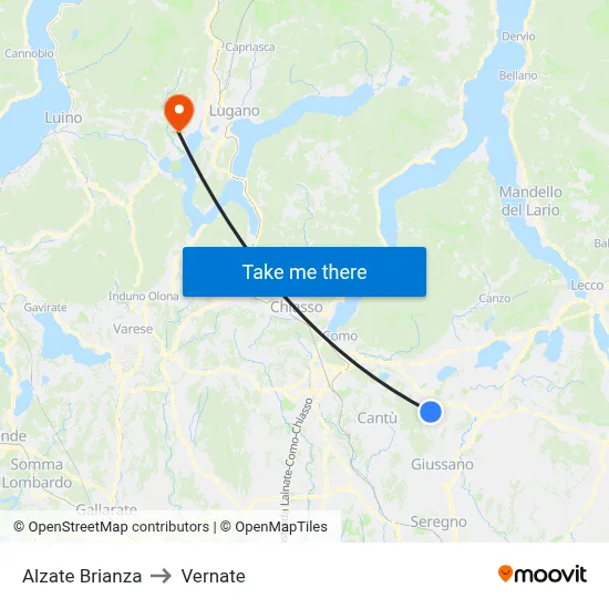 Alzate Brianza to Vernate map