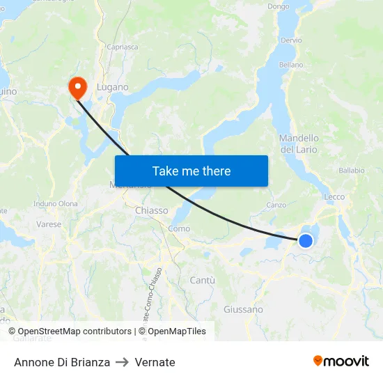 Annone Di Brianza to Vernate map