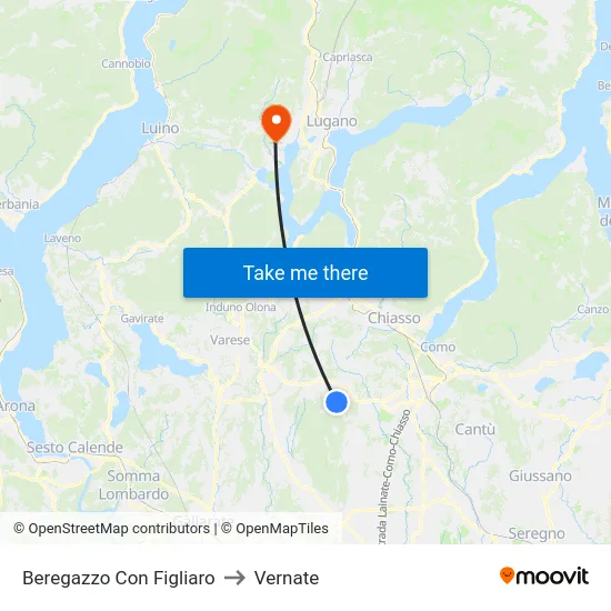 Beregazzo Con Figliaro to Vernate map