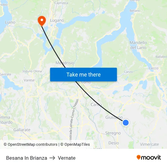 Besana in Brianza to Vernate map