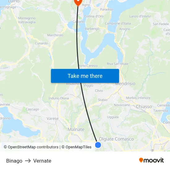 Binago to Vernate map