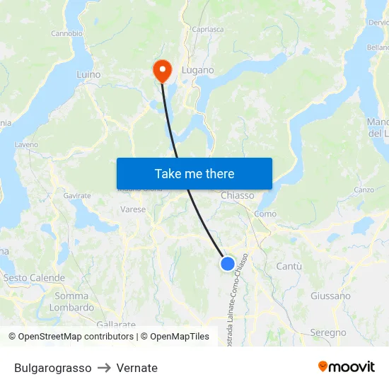 Bulgarograsso to Vernate map