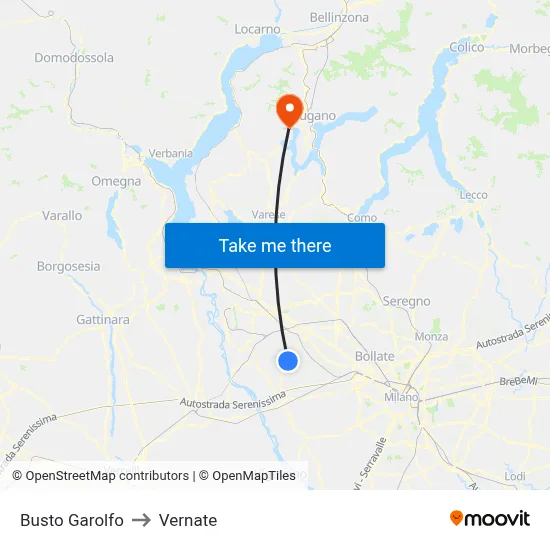 Busto Garolfo to Vernate map