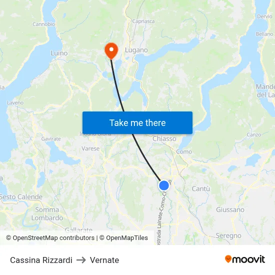 Cassina Rizzardi to Vernate map