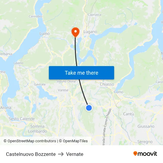 Castelnuovo Bozzente to Vernate map
