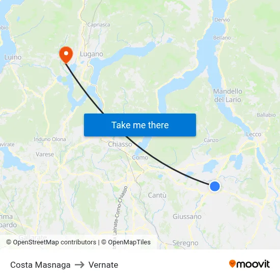 Costa Masnaga to Vernate map