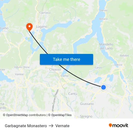 Garbagnate Monastero to Vernate map