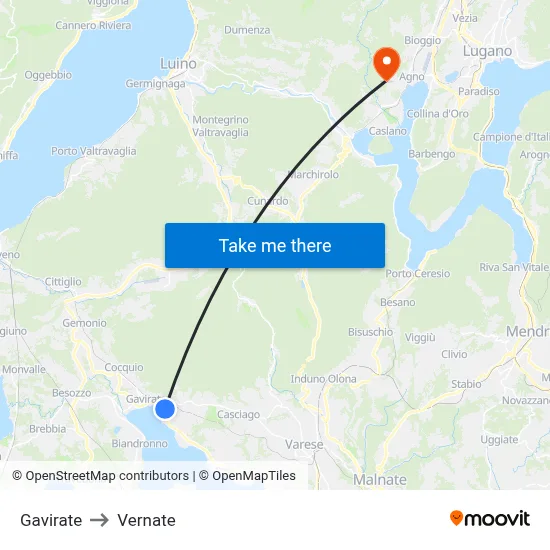 Gavirate to Vernate map