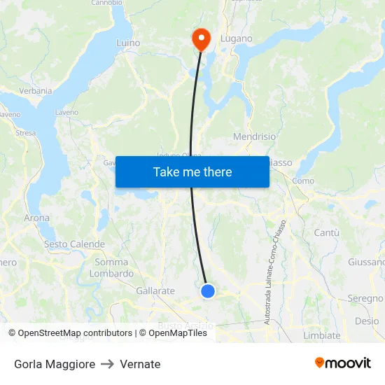 Gorla Maggiore to Vernate map