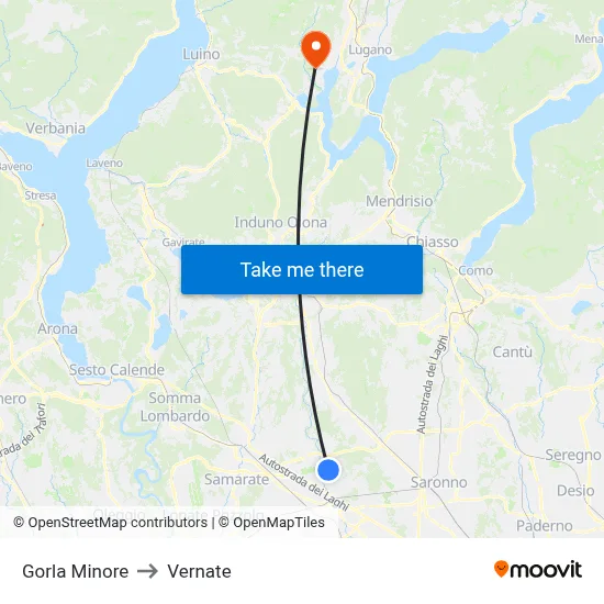 Gorla Minore to Vernate map
