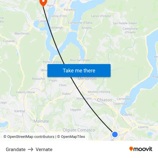 Grandate to Vernate map