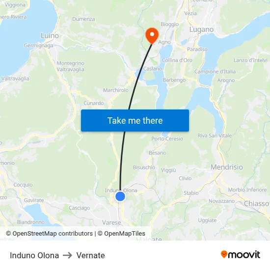 Induno Olona to Vernate map