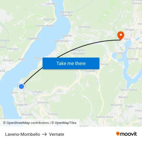 Laveno-Mombello to Vernate map