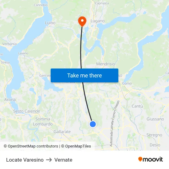 Locate Varesino to Vernate map