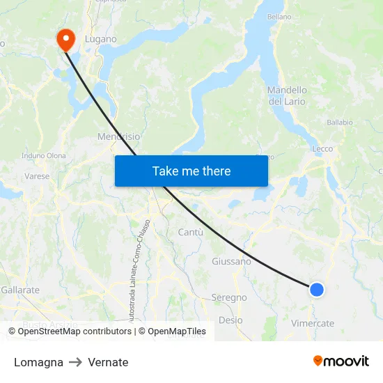 Lomagna to Vernate map