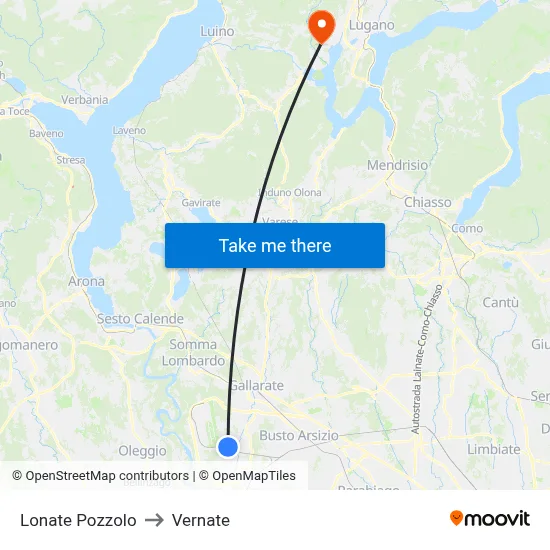 Lonate Pozzolo to Vernate map