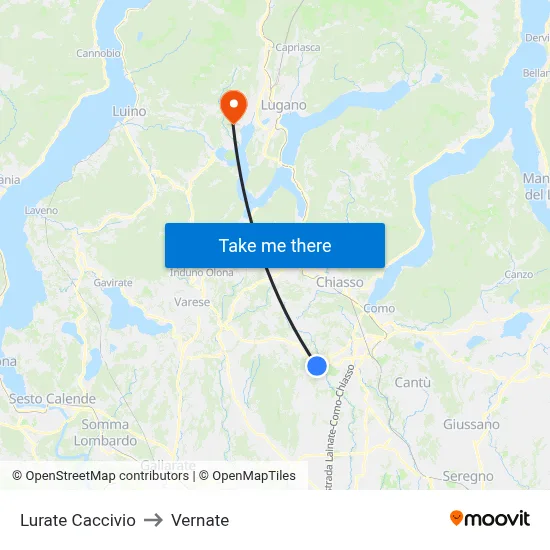 Lurate Caccivio to Vernate map