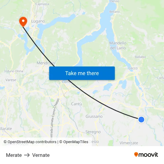 Merate to Vernate map