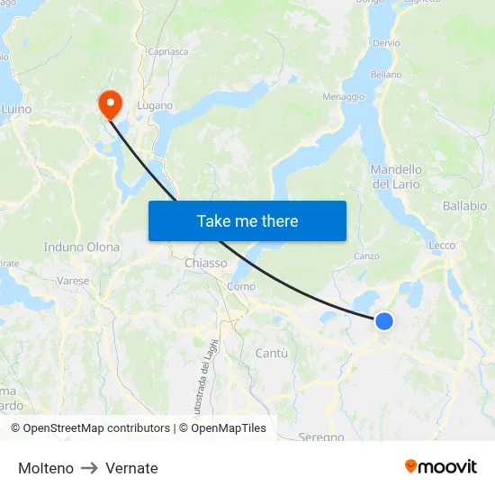 Molteno to Vernate map