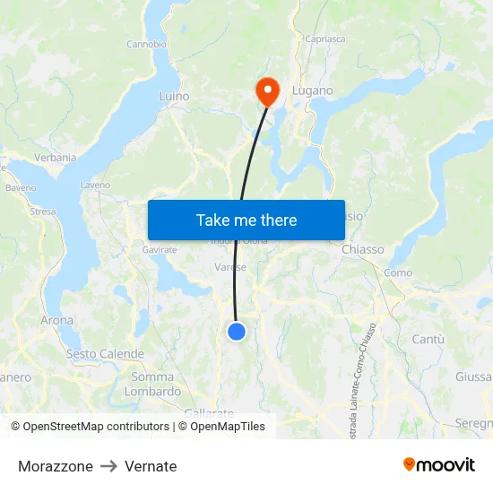 Morazzone to Vernate map