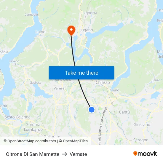 Oltrona Di San Mamette to Vernate map