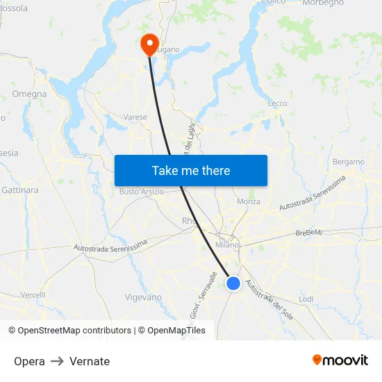 Opera to Vernate map