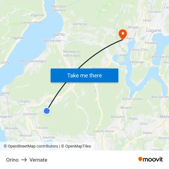 Orino to Vernate map