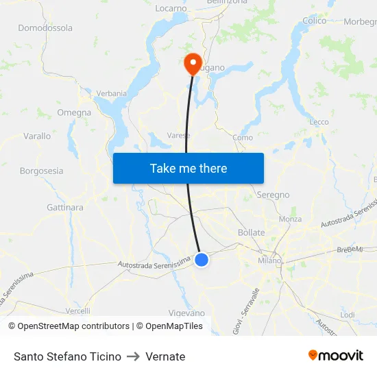 Santo Stefano Ticino to Vernate map