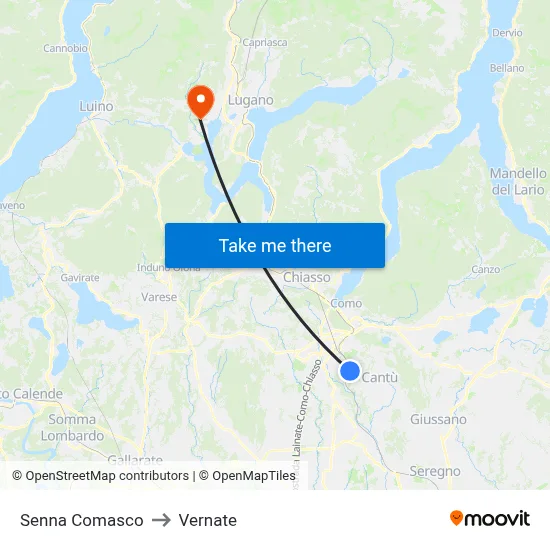 Senna Comasco to Vernate map